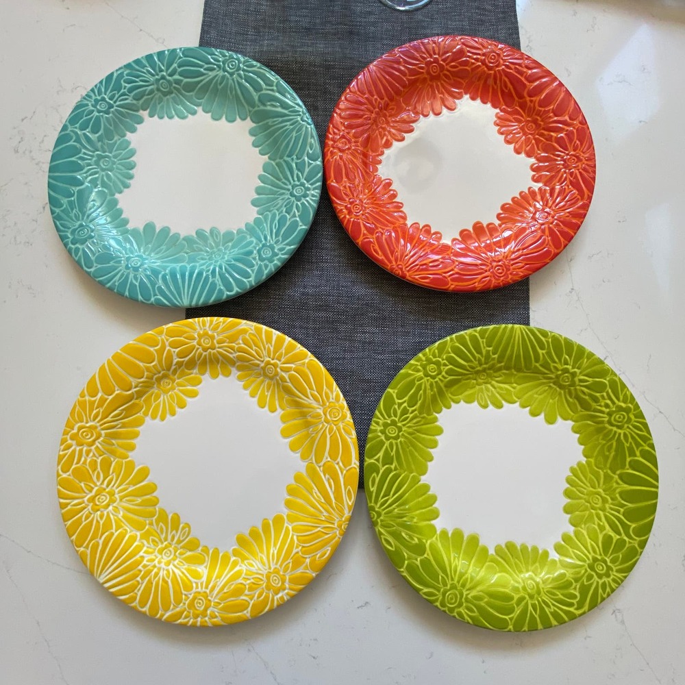 Laurie Gates Set‎ of 4 Floral Melamine Dinner Plates